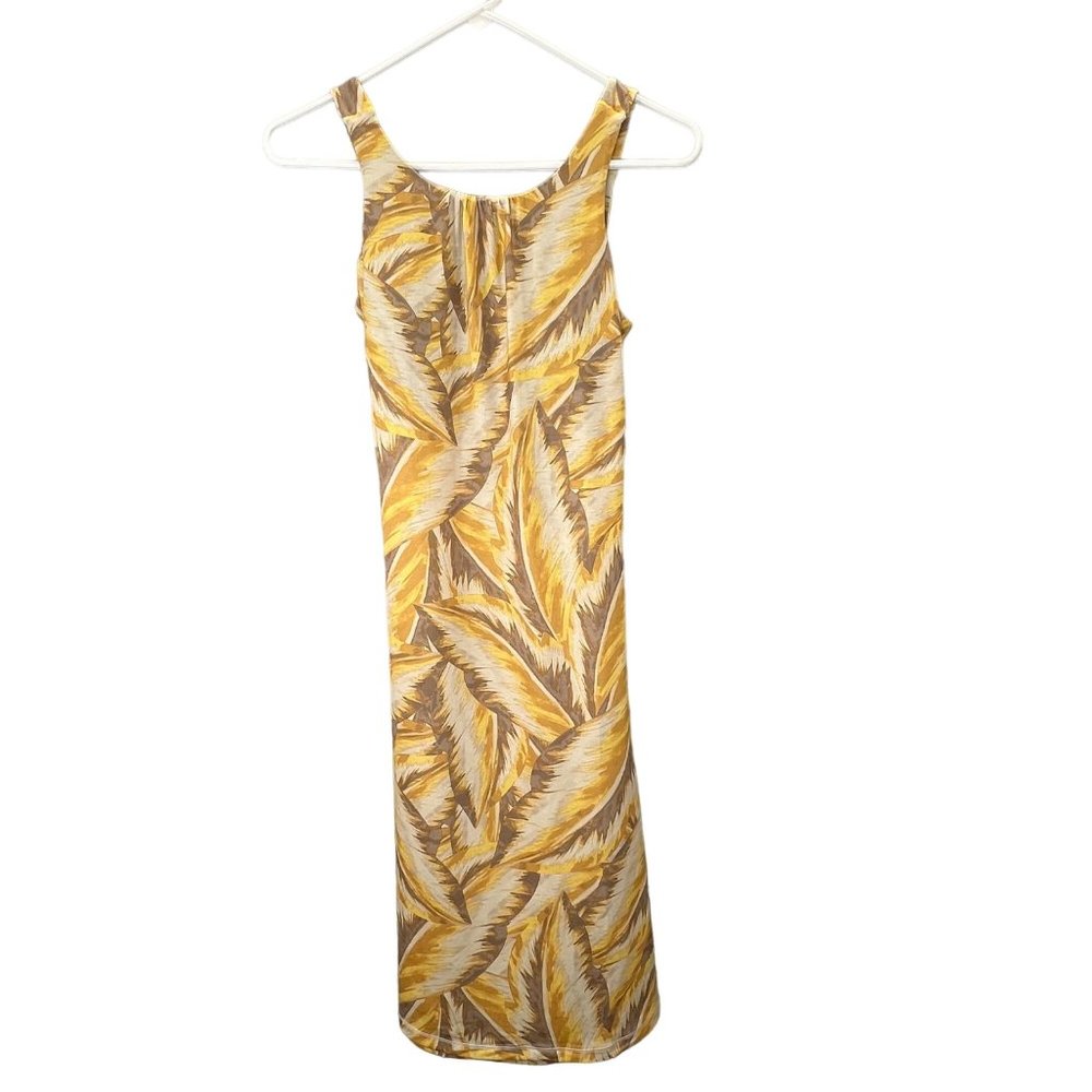 Prana Skypath Dress S Canella Panama Yellow Palm Print Built in Bra NWT